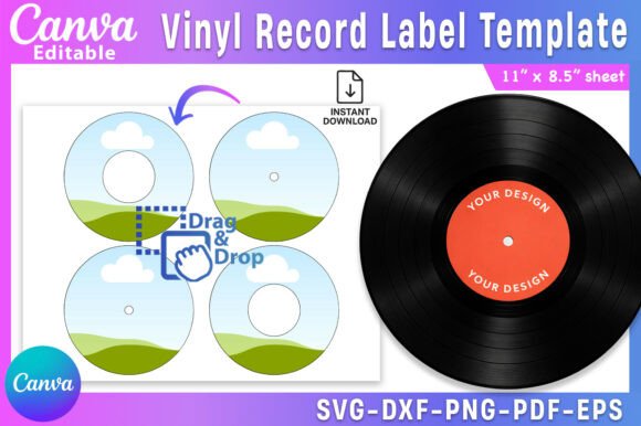 12” Vinyl Record Label Canva Template