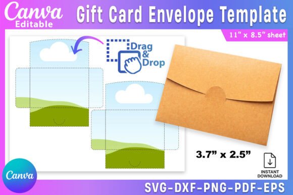 Editable Canva gift card envelope template