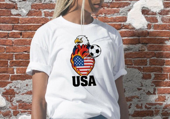USA 2026 Eagle Heart Soccer PNG Design Gráfico Ilustrações para Impressão Por RedDotsHouse