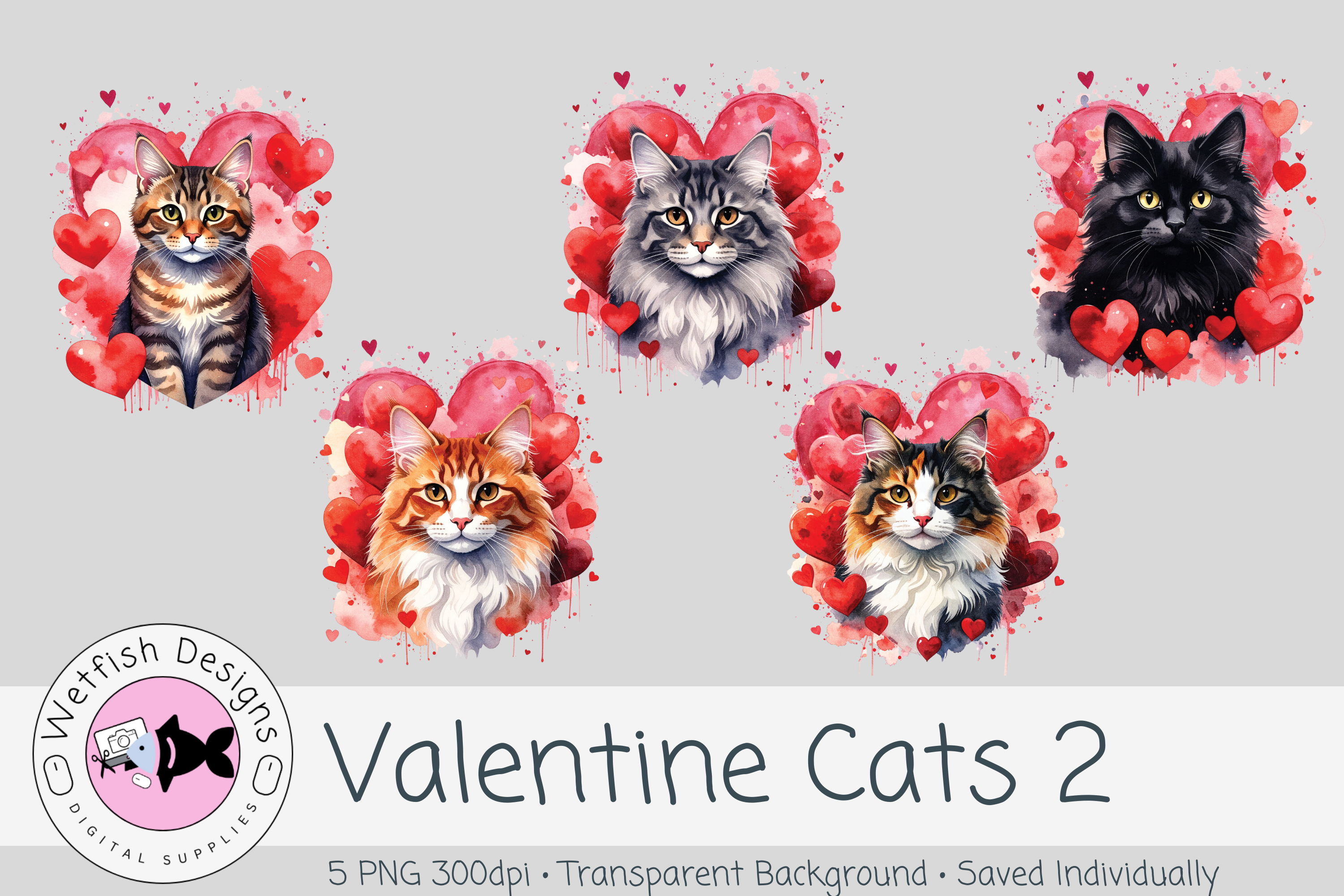 Valentine Cats Set 2