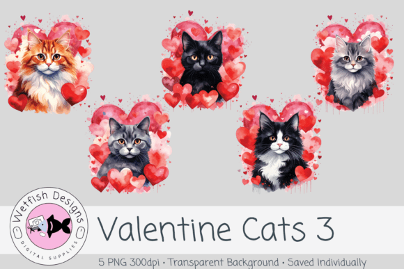 Valentine Cats Set 3