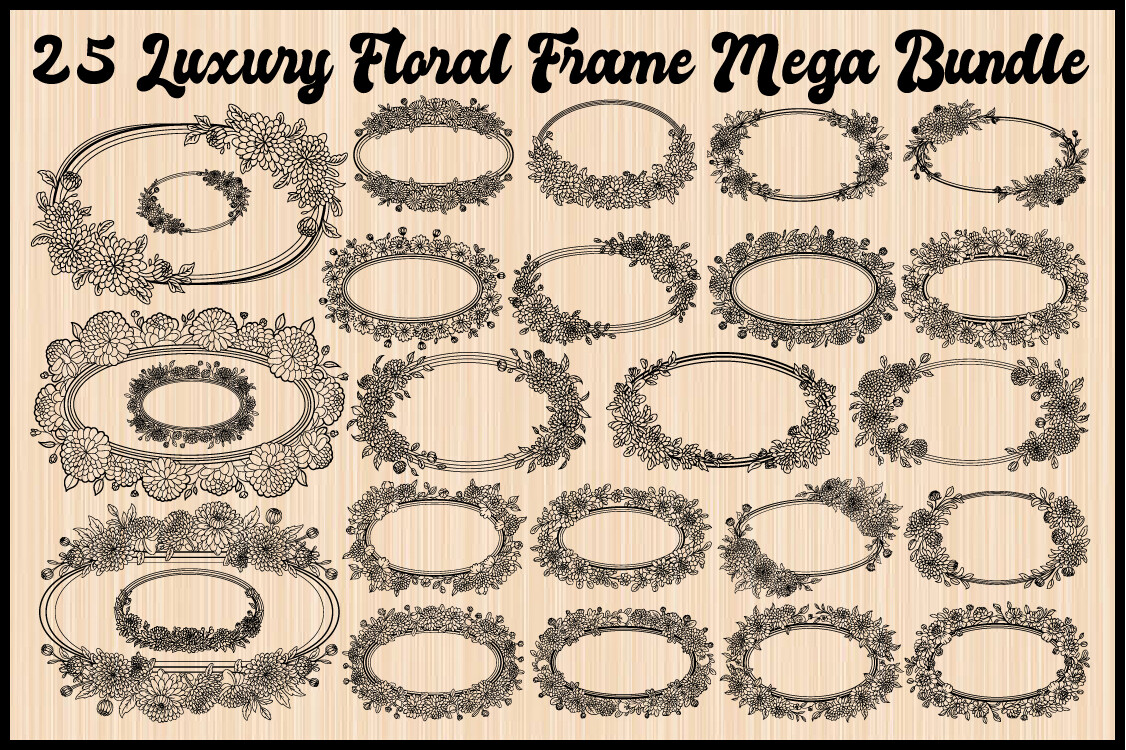 25 Luxury Floral Frame Mega Bundle