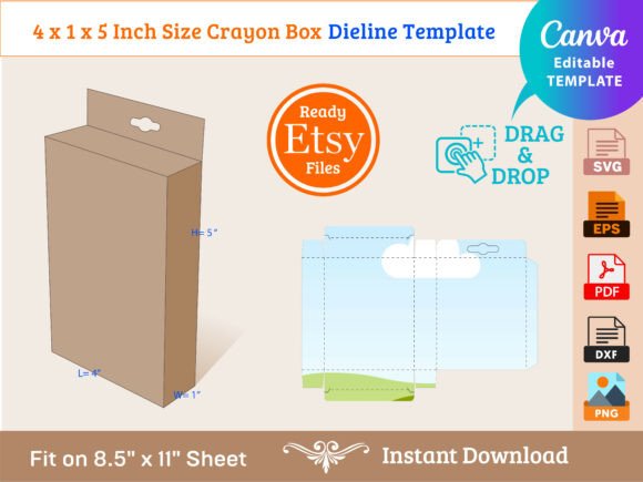 4x 1x 5 Inch Size Crayon Box Template Graphic Etsy Shop Graphics By DesignConcept