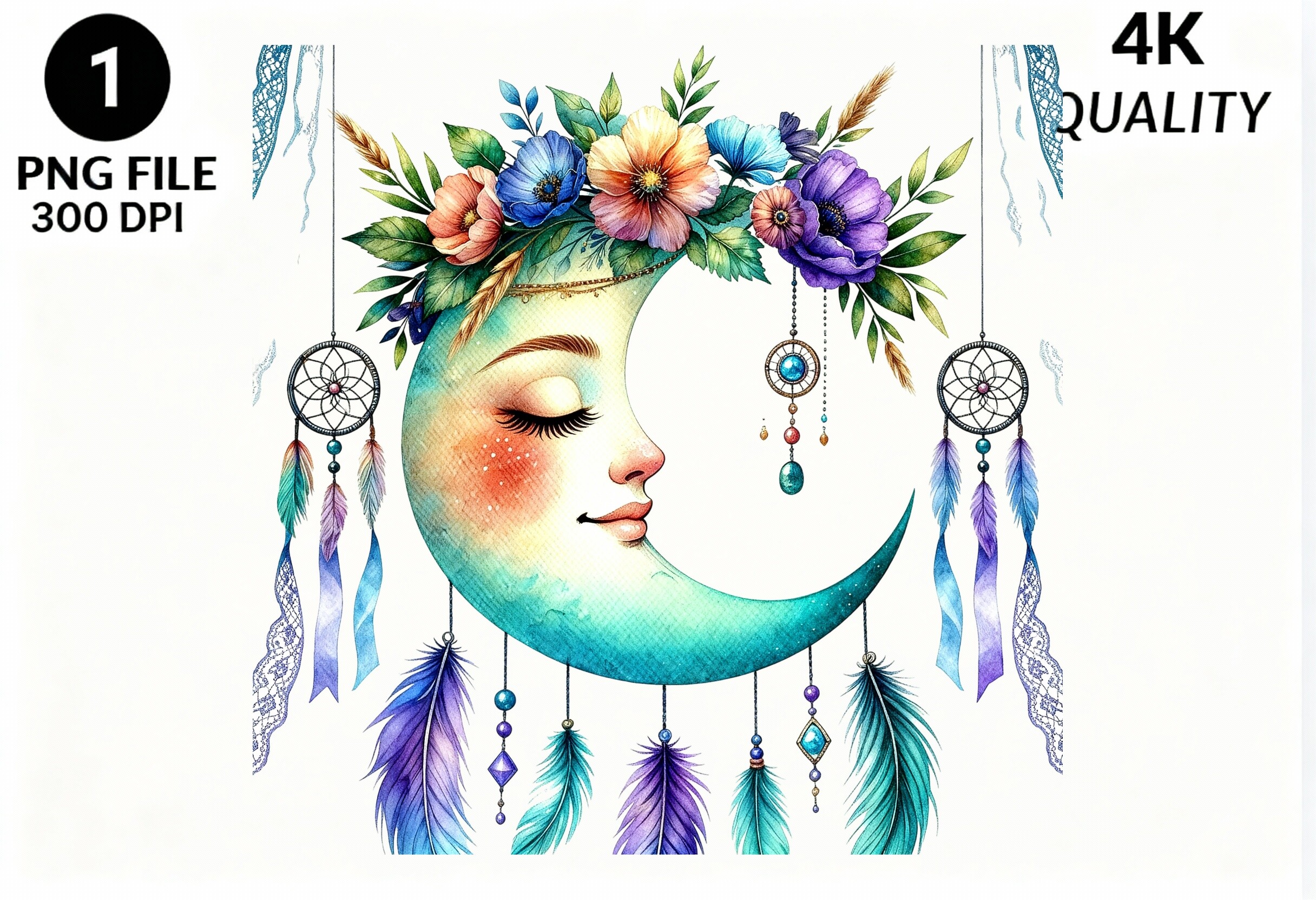 Boho Moon Dreamcatcher Floral