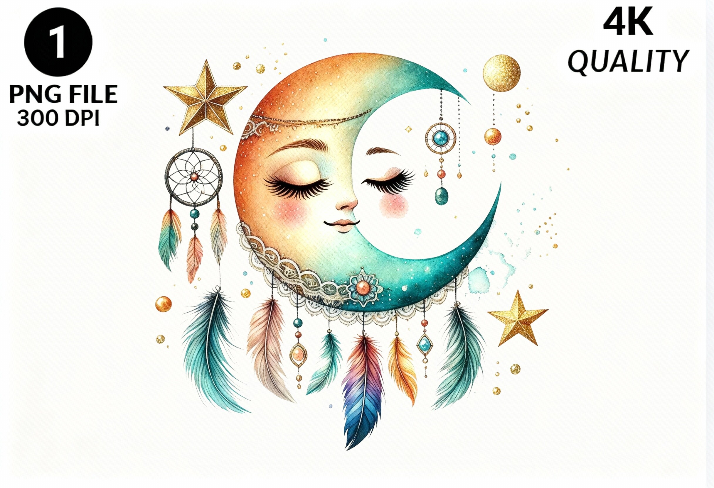 Boho Moon Dreamcatcher PNG Celestial
