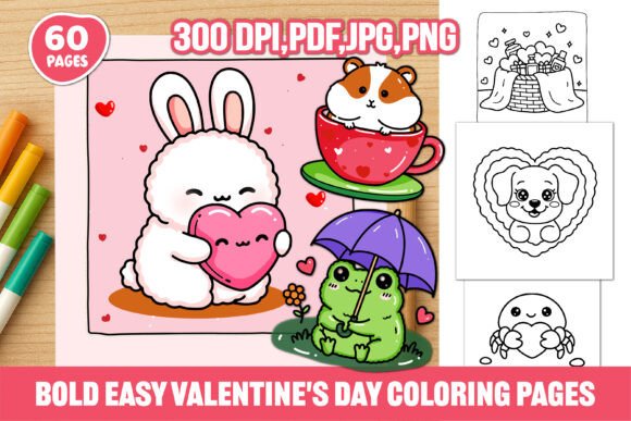 Bold Easy Valentine's Day Coloring Pages
