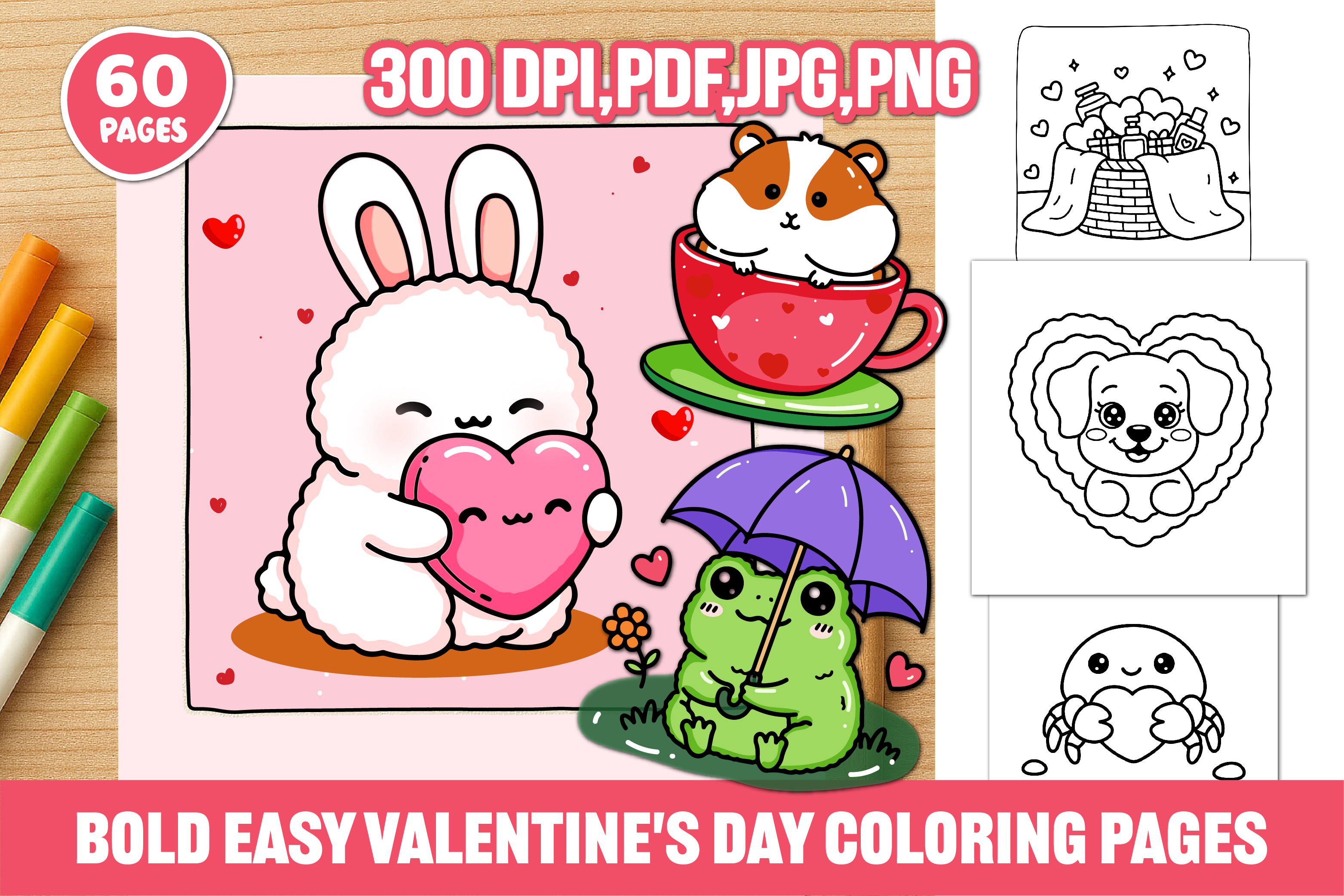 Bold Easy Valentine's Day Coloring Pages