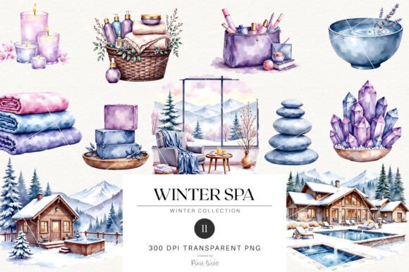 Cozy Winter Spa and Self Care Planner Graphic Illustrations By Pixie Lines