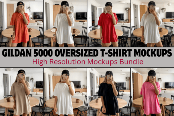 Gildan 5000 Oversized T-Shirt Mockups Bu