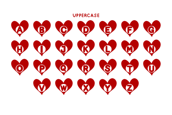 Kids Valentine Heart Font PNG with transparent background - Preview 5