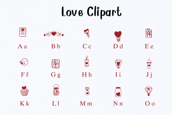 Love Clipart Font PNG with transparent background - Preview 1
