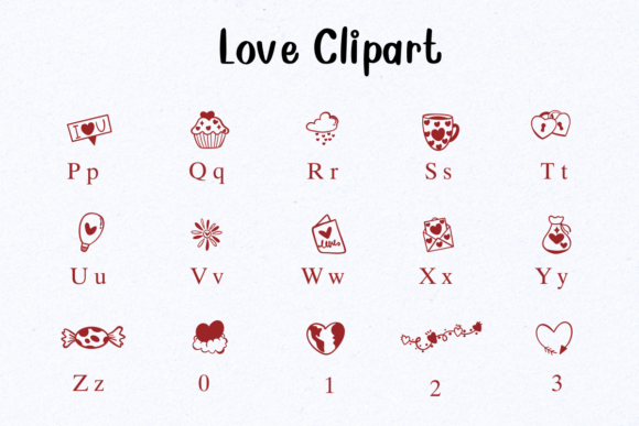 Love Clipart Font PNG with transparent background - Preview 2