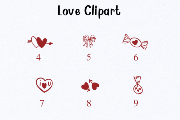 Love Clipart Font PNG with transparent background - Preview 3