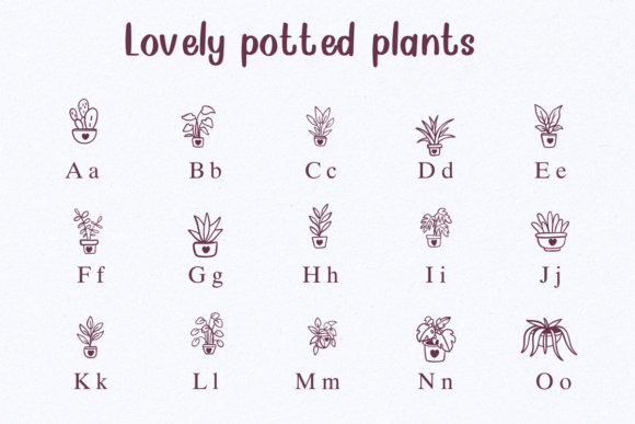 Lovely Potted Plants Font PNG with transparent background - Preview 1