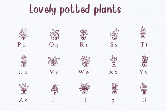 Lovely Potted Plants Font PNG with transparent background - Preview 2