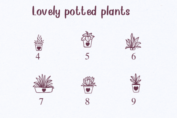 Lovely Potted Plants Font PNG with transparent background - Preview 3