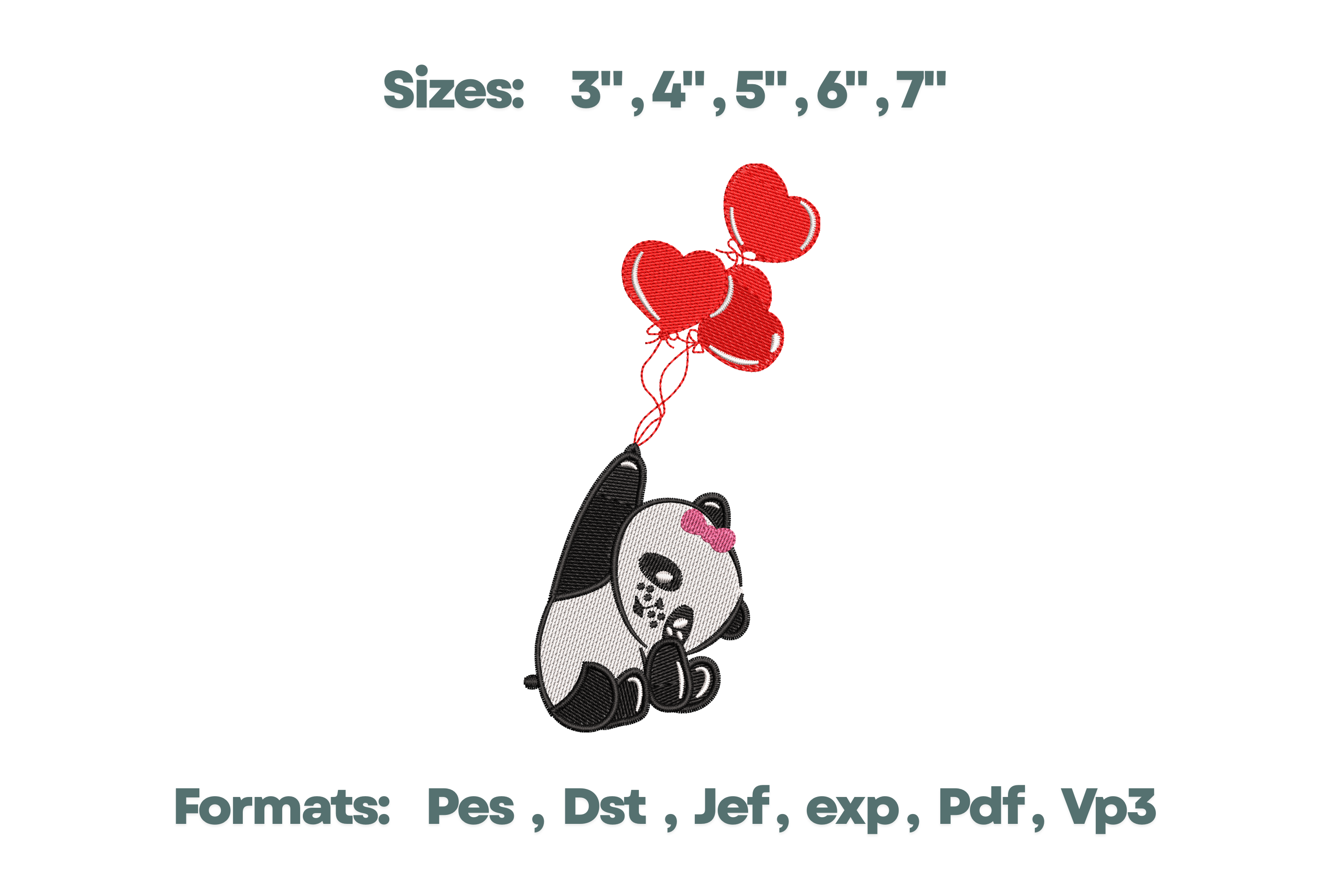 Panda Heart Balloons Valentine Art
