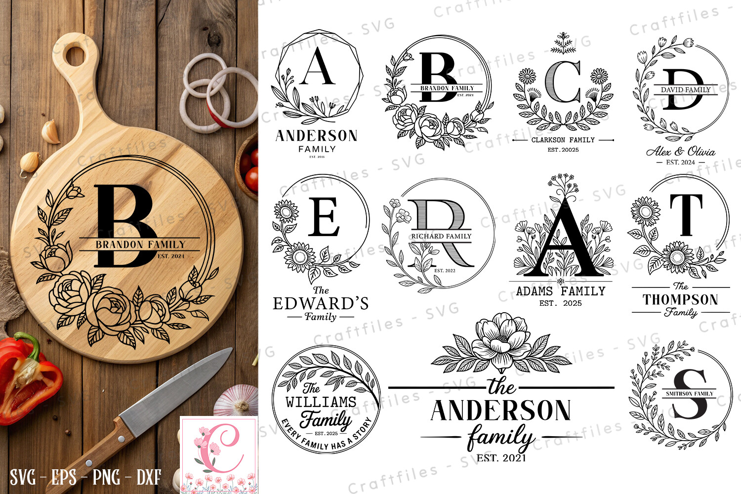 Personalized Floral Letter Monogram SVG