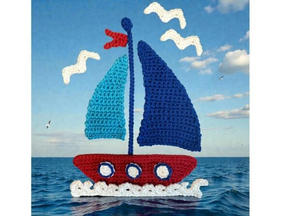 Sail Boat Crochet Applique Pattern