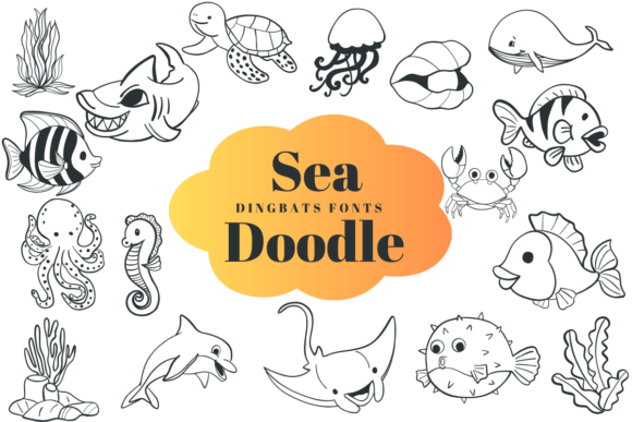 Preview of Sea Doodle dingbat font