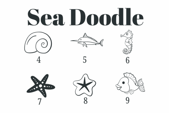 Sea Doodle Font PNG with transparent background - Preview 3