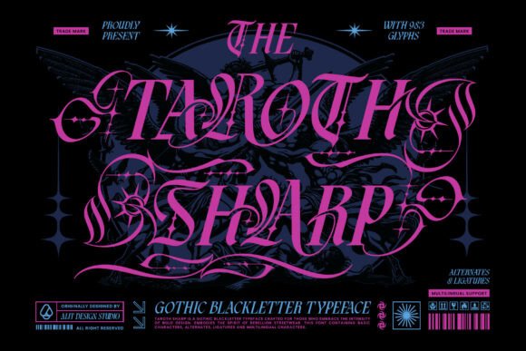Preview specimen of Taroth Sharp blackletter font
