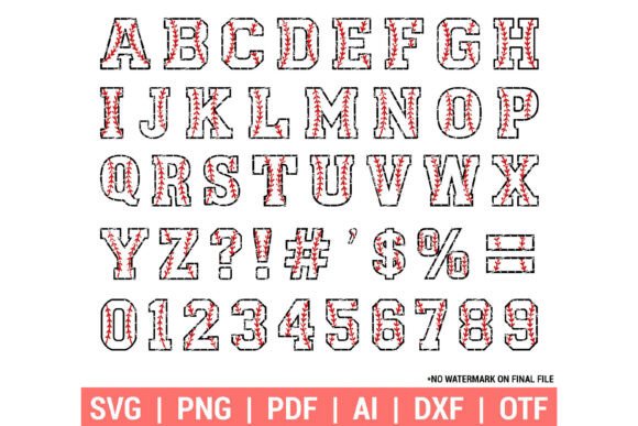 Baseball Alphabet Font PNG with transparent background - Preview 1