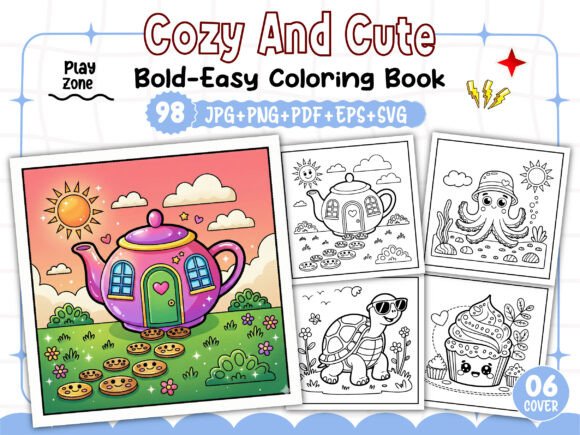 Bold and Easy Cozy & Cute Coloring Book
