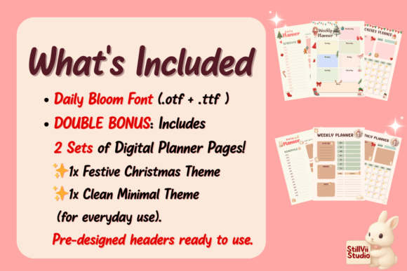 Daily Bloom Font PNG with transparent background - Preview 1