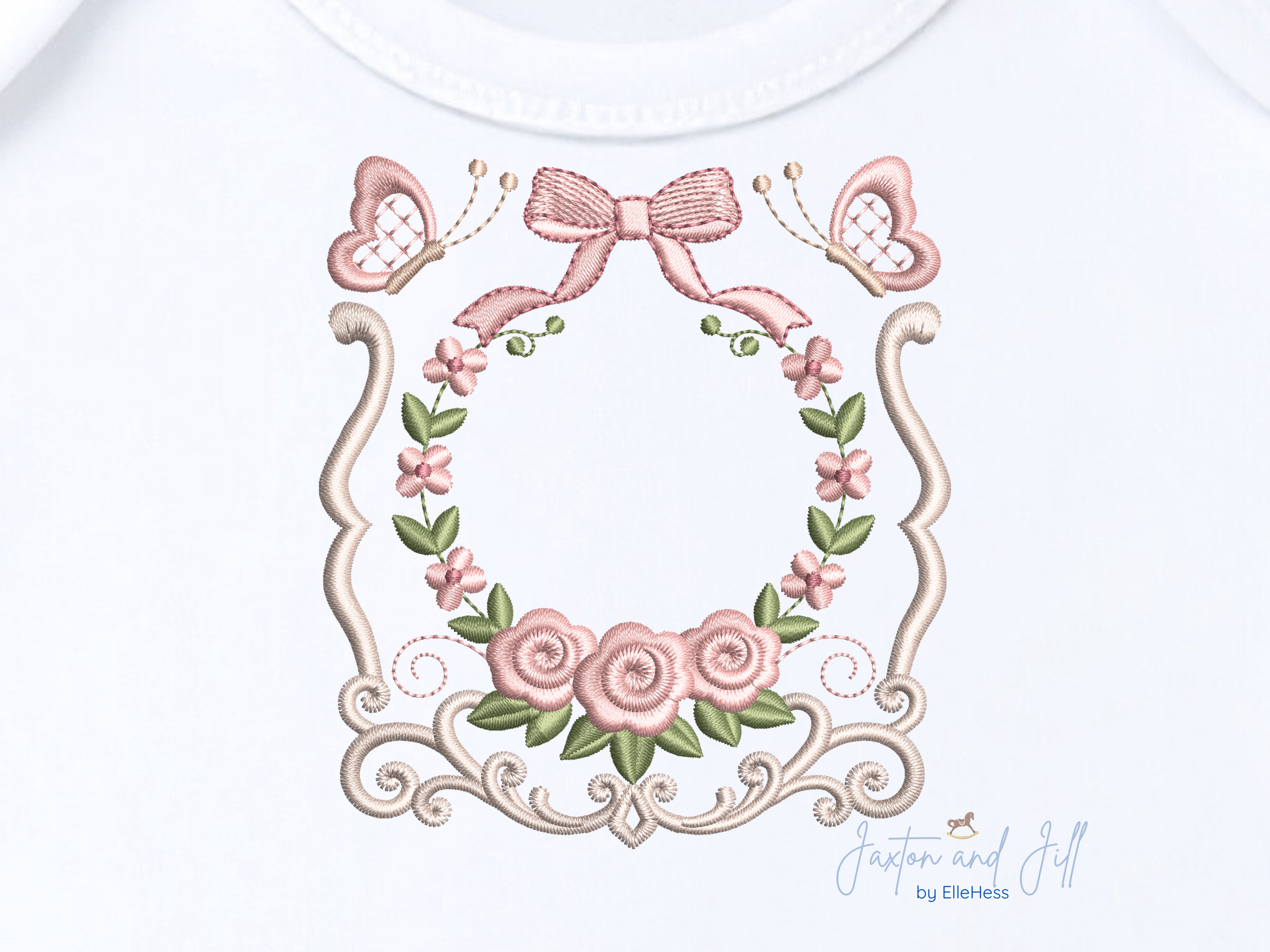 Heirloom Floral Oval Frame Embroidery