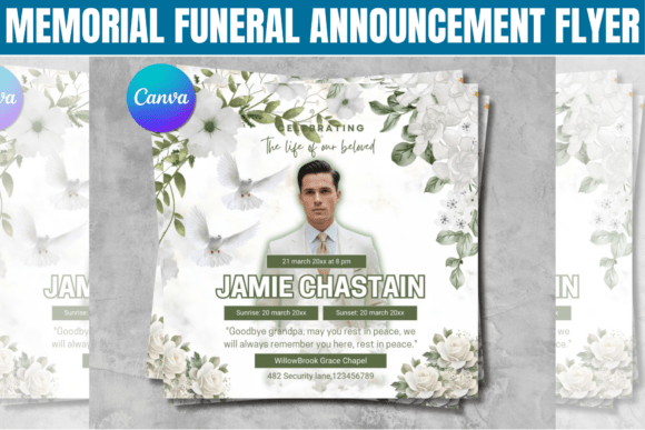 Memorial Funeral Announcement Flyer