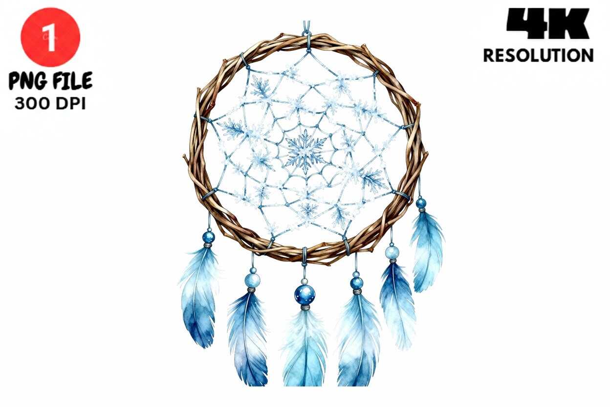 Winter Snowflake Dream Catcher PNG