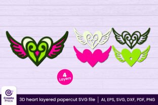 3D Layered Heart Wings Papercut File SVG · Creative Fabrica