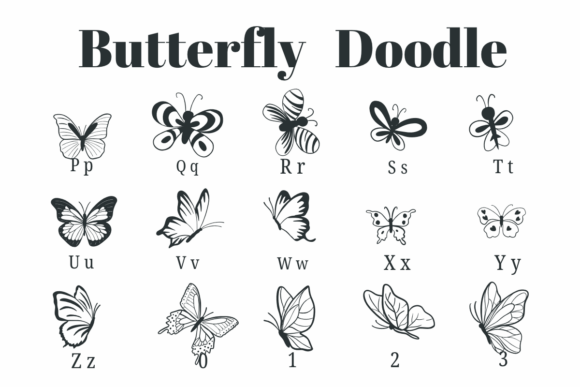 Butterfly Doodle Font - Preview 2