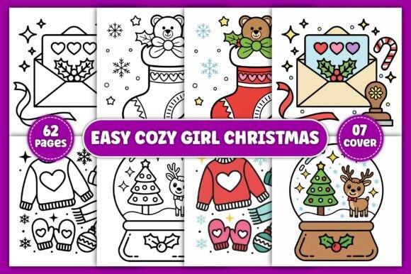 Easy Cozy Girl Christmas Coloring Pages