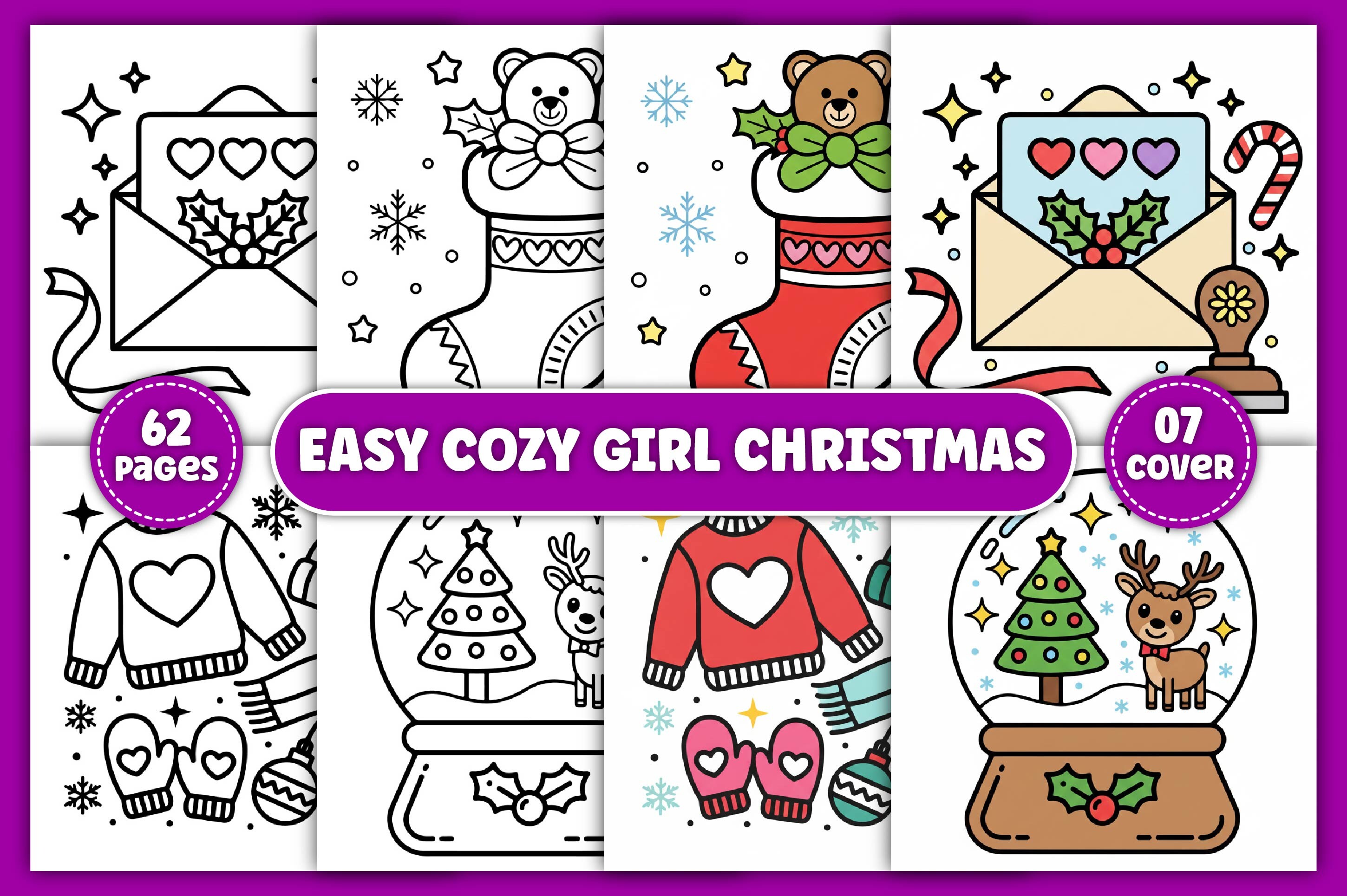 Easy Cozy Girl Christmas Coloring Pages