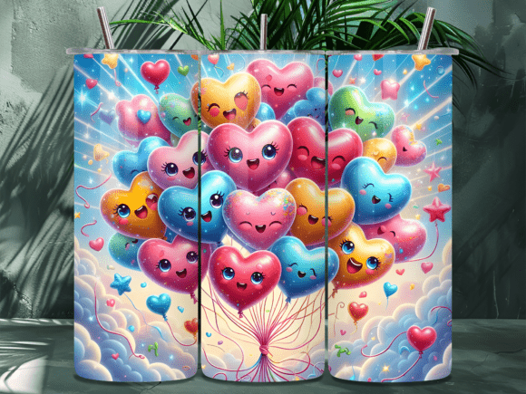 Kawaii Heart Valentines Day Tumbler Wrap Grafik Wraps für Becher Von SAVA STORE