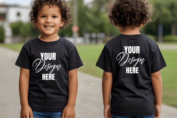 Kids Front and Back T-Shirt Mockup Afbeelding Product-proefmodellen Door Mockups Verse Pro