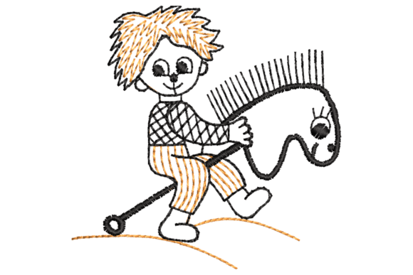 Little Boy Riding Wooden Horse