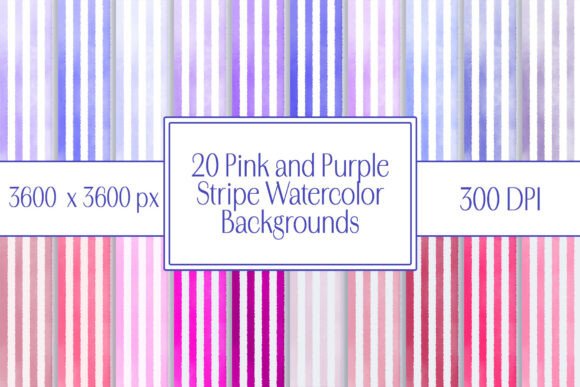 Pink & Purple Watercolor Stripes Set