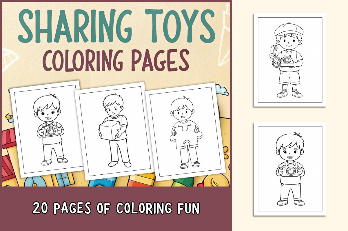 Sharing Toys Coloring Pages for Kids