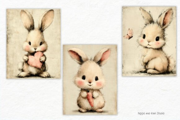 Sweet Bunny Junk Journal Papers