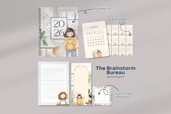 2026 Planner Calendar Notepad Gráfico Planejadores e agendas Por Origin Designs PH