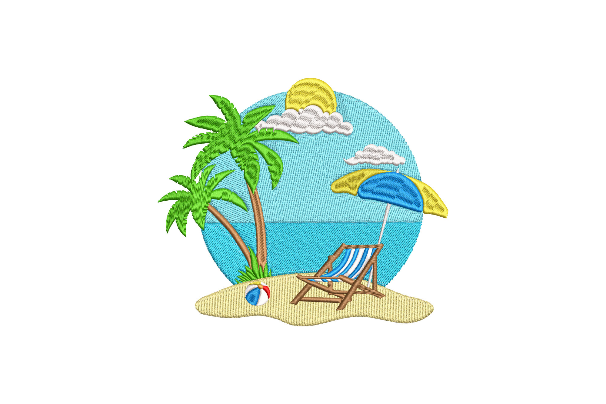 Beach Scene with Chair and Umbrella