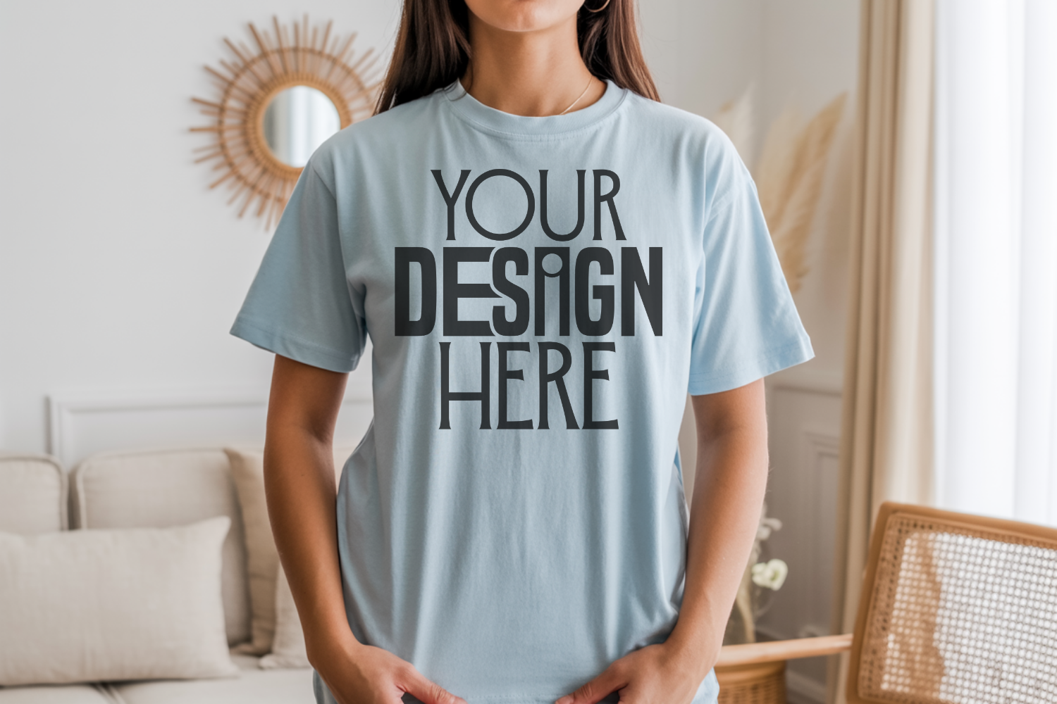 Bella Canvas 3001 Light Blue Shirt Mocku Graphic by LoomCraft ...