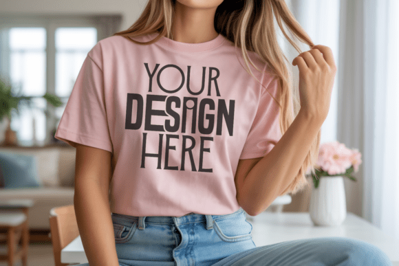 Bella Canvas 3001 Pink T-Shirt Mockup