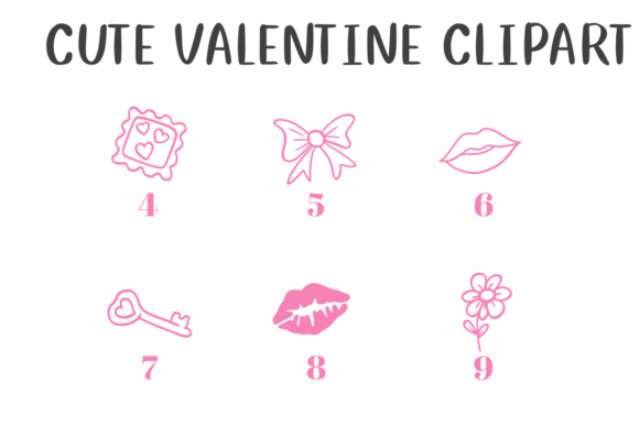 Cute Valentine Clipart Font PNG with transparent background - Preview 3