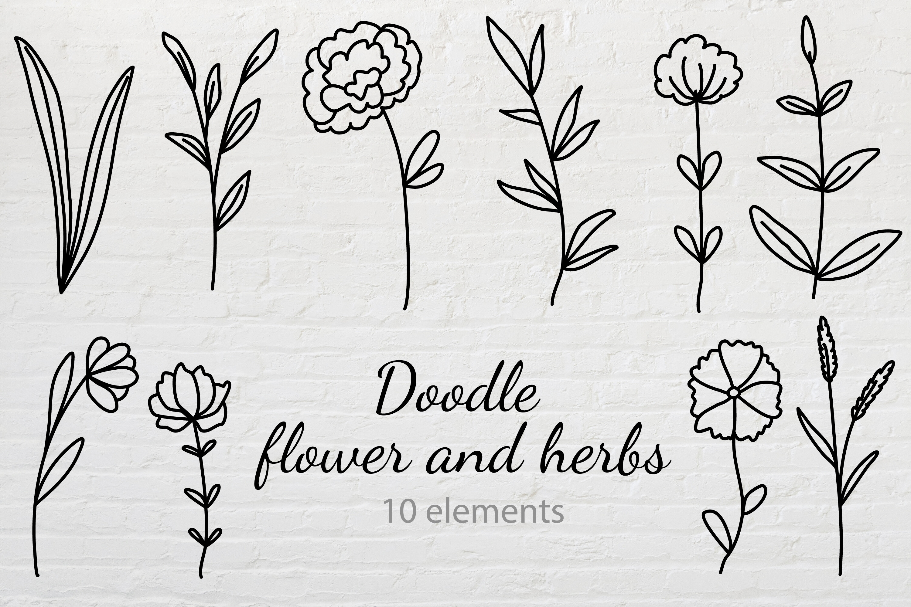 Doodle Flowers and Herbs Bundle |SVG