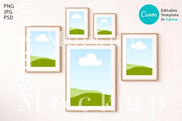 Gallery Wall Frame Mockup, 6 Frames