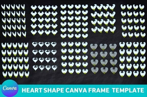 Heart shape Canva frame templates for cards and social designs
